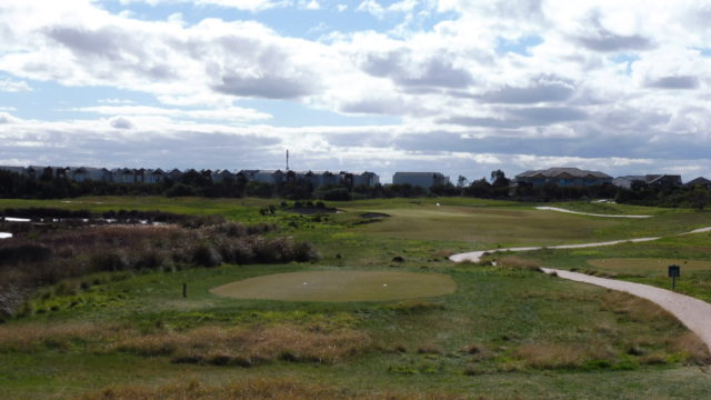 The 17th tee at Sanctuary Lakes Golf Club