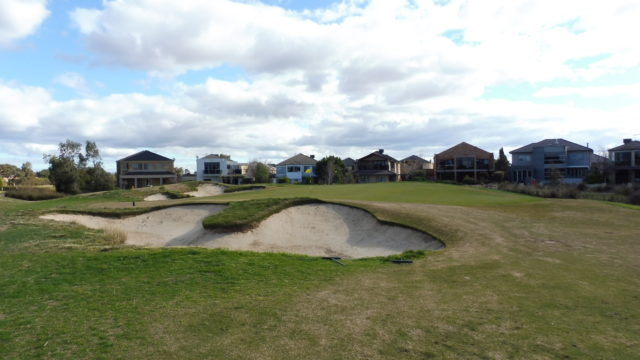 The 2nd green at Sanctuary Lakes Golf Club