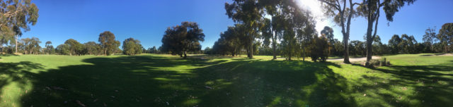 Panoramic view from 9th green to 15th green at Cranbourne Golf Club