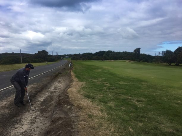 James playing on the 2nd at Flinders Golf Club