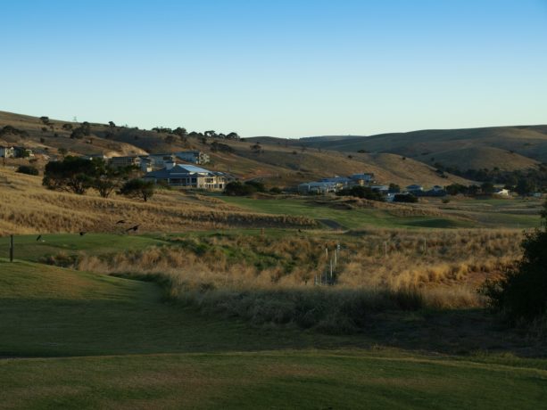 The 18th tee at Links Lady Bay Golf Resort