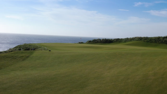 The 12th green at Cape Wickham Links