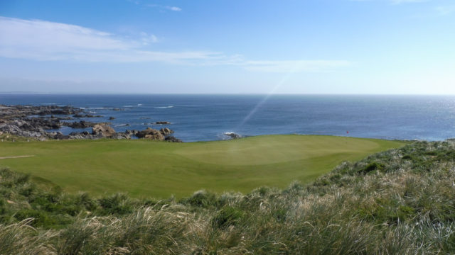 The 12th green at Cape Wickham Links