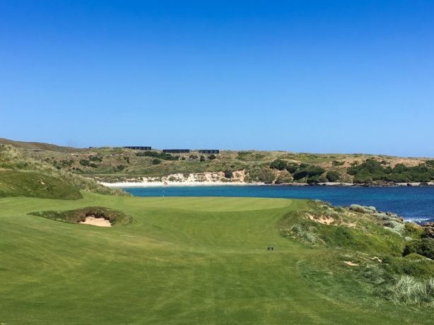 The 16th green at Cape Wickham Links