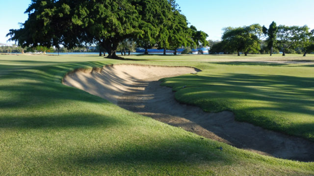 2017 photo of 10th bunker at Royal Queensland Golf Club