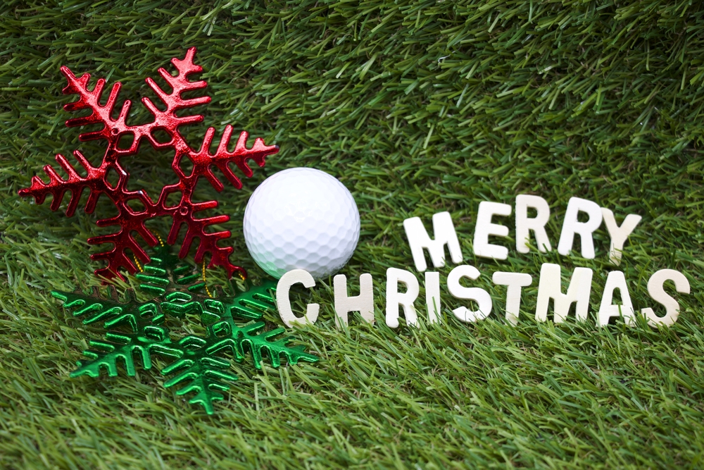 Christmas Golf Ball on Grass