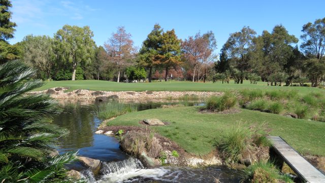 The 14th green at Lakelands Golf Club