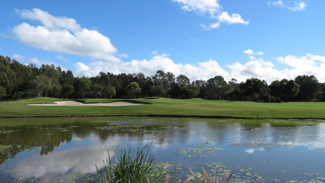 The 17th green at Lakelands Golf Club