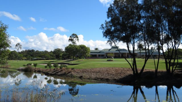 The 18th green at Lakelands Golf Club