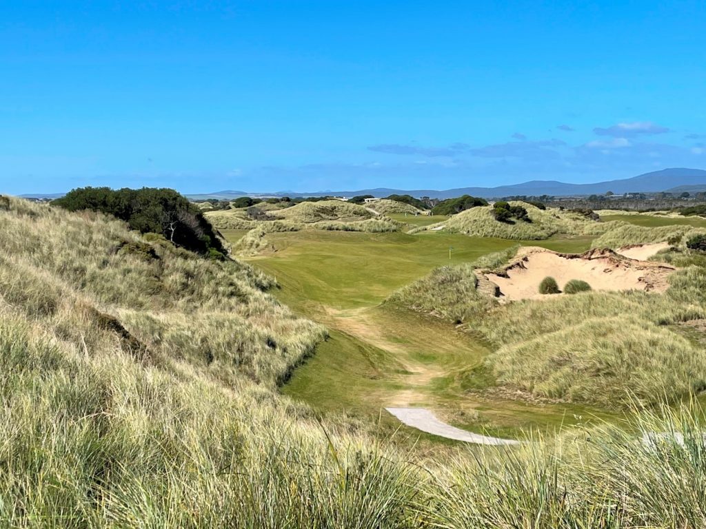 View from the elevated 5th tee at Barnbougle Dunes