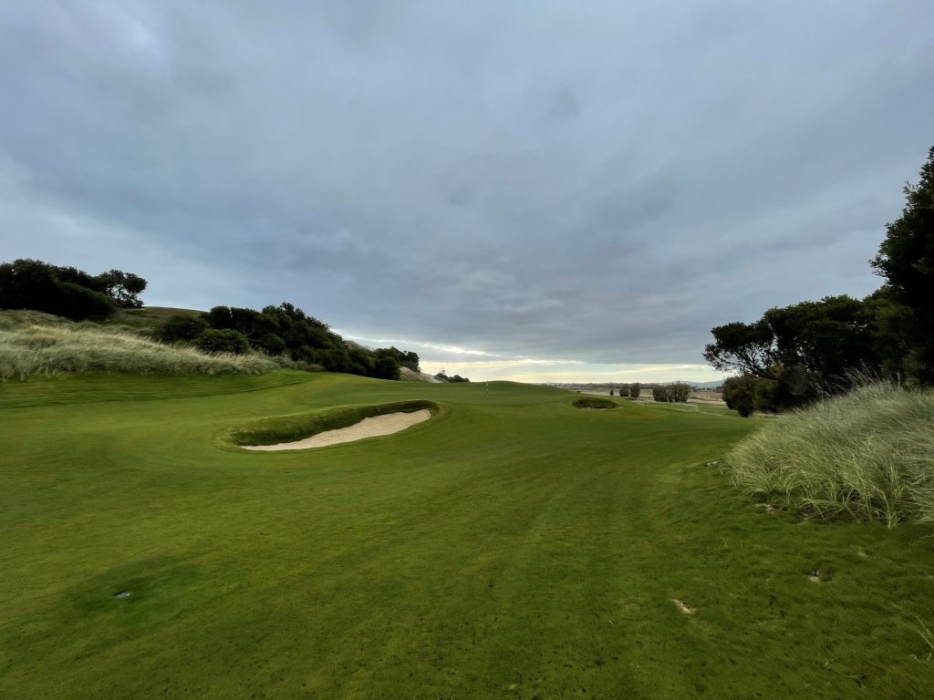 Looking up to the 8th green on Bougle Run