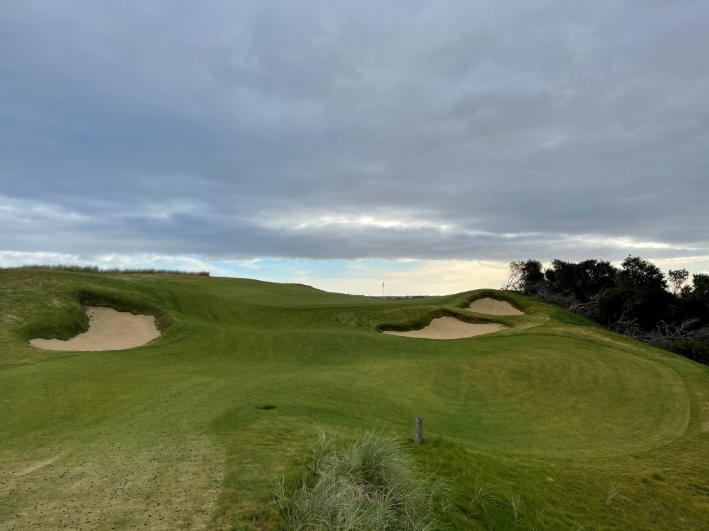 Looking up to the 9th green on Bougle Run